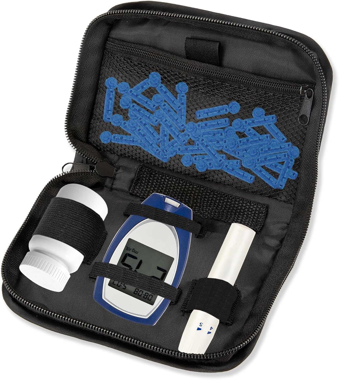 HFCOONY Diabetic Travel Case,Insulin Pen Case,Glucose Monitor Case,Portable Insulin Travel Bag Glucometer Storage Diabetic Bag for Insulin Pen, Test Strips, Blood Glucose Monitor Needles.Black