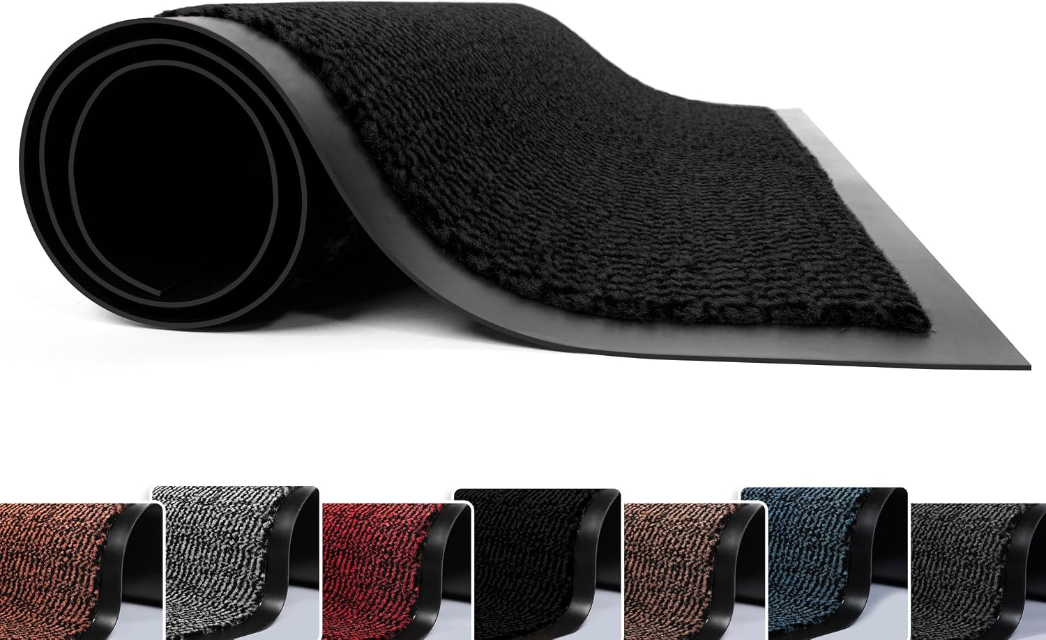 FB FunkyBuys Washable Door Mats - Heavy Duty, Non-Slippery & Stylish Floor Mat - Door mat indoor Large Rubber Indoor & Outdoor Doormats for Perfect Dust Grabbing (Black-waved, 40 x 60 CM)