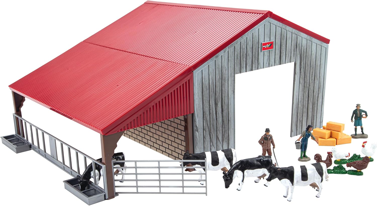 Britains Farm Building Playset - Includes Building, Farming Family and Farm Animals Figures, Hay Bales - Suitable for Ages 3+ Years