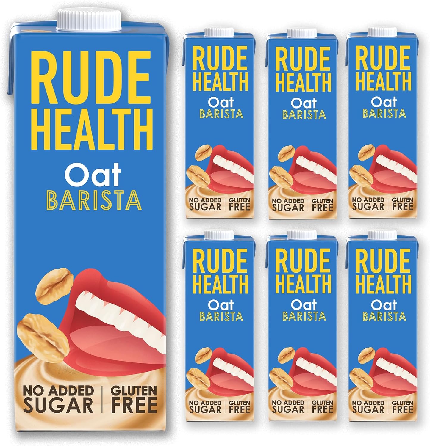 Rude Health 6 x 1 Litre Oat Barista Drink, Dairy Free, 100% Natural Drink, No Added Sugar, Healthy & Vegan Milk, Lactose Free, Oat Milk Barista, Gluten Free, Recyclable Packaging