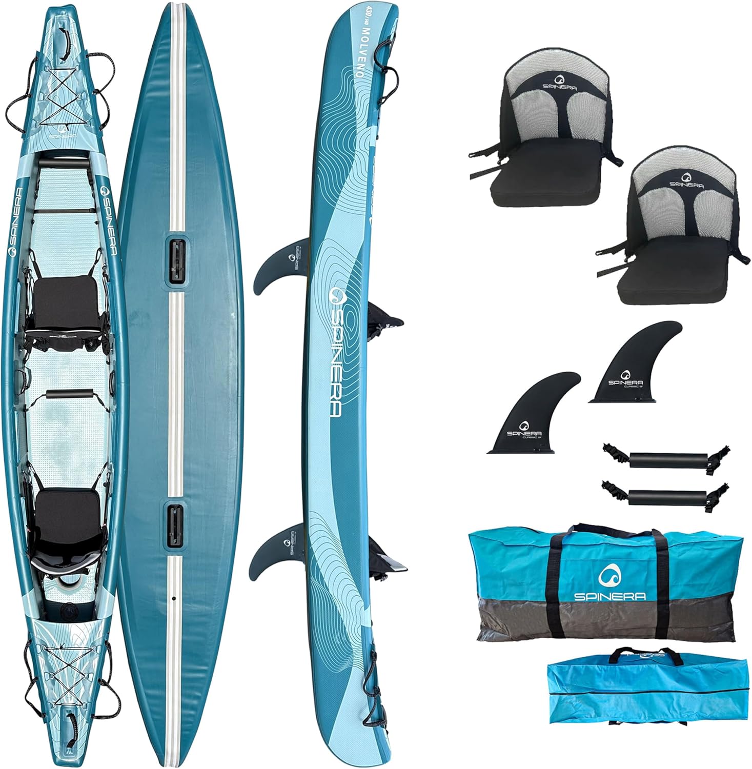 Spinera Molveno Kayak & Canoe | for 1 & 2 People | Inflatable | Drop Stitch Technology | Stable & Lightweight | for All-Round, Leisure Touring | Also in Set with Bench