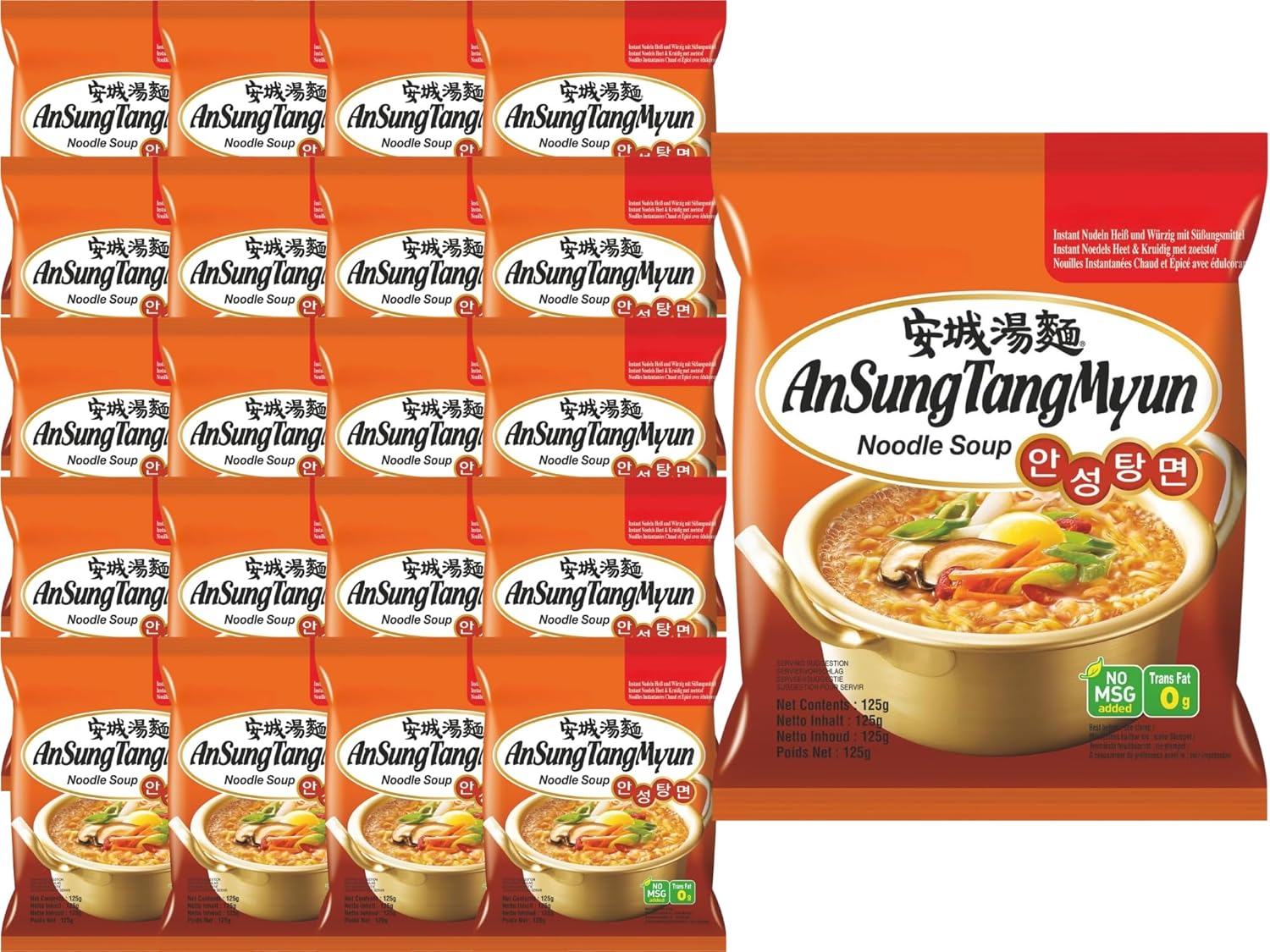 Nongshim Ansungtangmyun Instant Noodle Soup 20 Pack (125g Each) - Nongshim Noodles, Korean Instant Noodle Soup for Snack and Meals