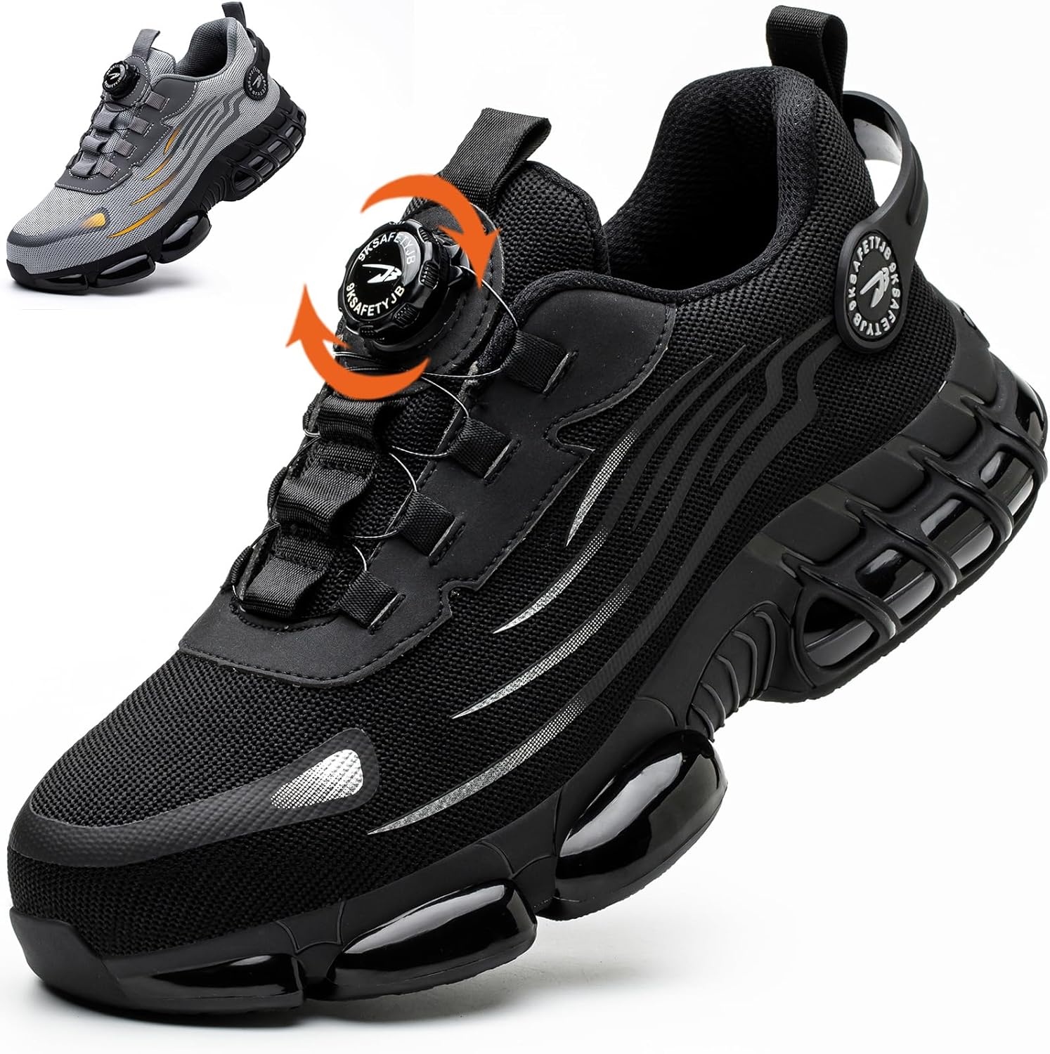 OBIDER Safety Trainers, Safety Shoes Men Women, Comfortable Lightweight Work Shoes, Upgraded Swivel Buckle Shoelaces, Non Slip Work Trainers with Air Cushion