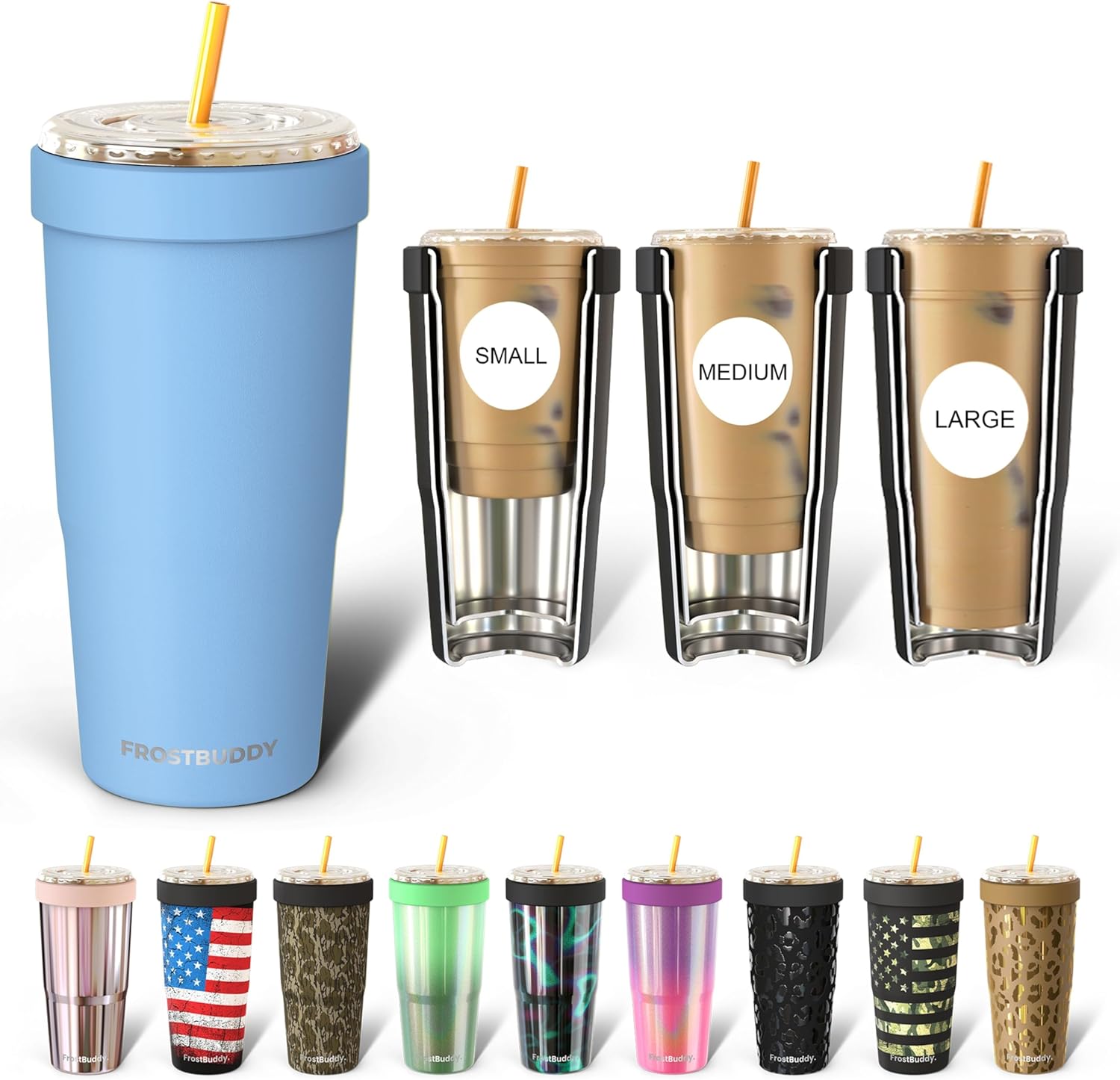 Frost Buddy Togo Buddy | 30 oz Stainless Steel Vacuum Insulated Tumbler | To Go Coffee Cup – Reusable, Iced Coffee Cups, Travel Mug, Thermal Cup for Hot & Cold Drinks, Dunkin Cup (Baby Blue)