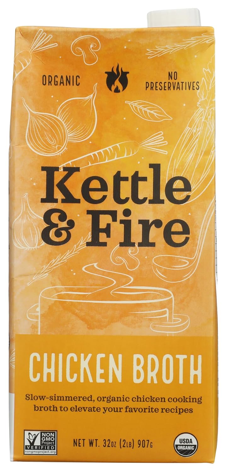Kettle and Fire Organic Chicken Broth, Keto, 32 oz, 1 Pack