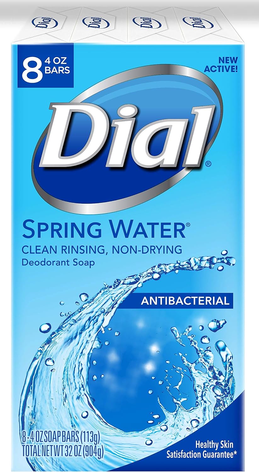 Dial Complete Antibacterial Bar Soap, Spring Water, 4 Ounce (Pack of 8)