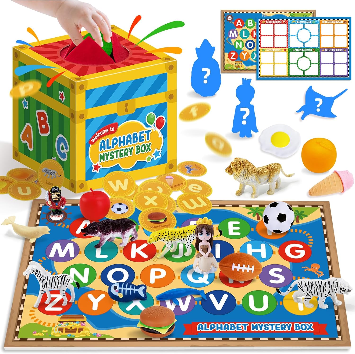 Alphabet Mystery Box, Sorting Toys for Toddlers, 26PCS Letters Sorting Matching Game with Sensory Play Box, Preschool Educational Learning Toy Matching Playset Sensory Toys for Boys and Girls