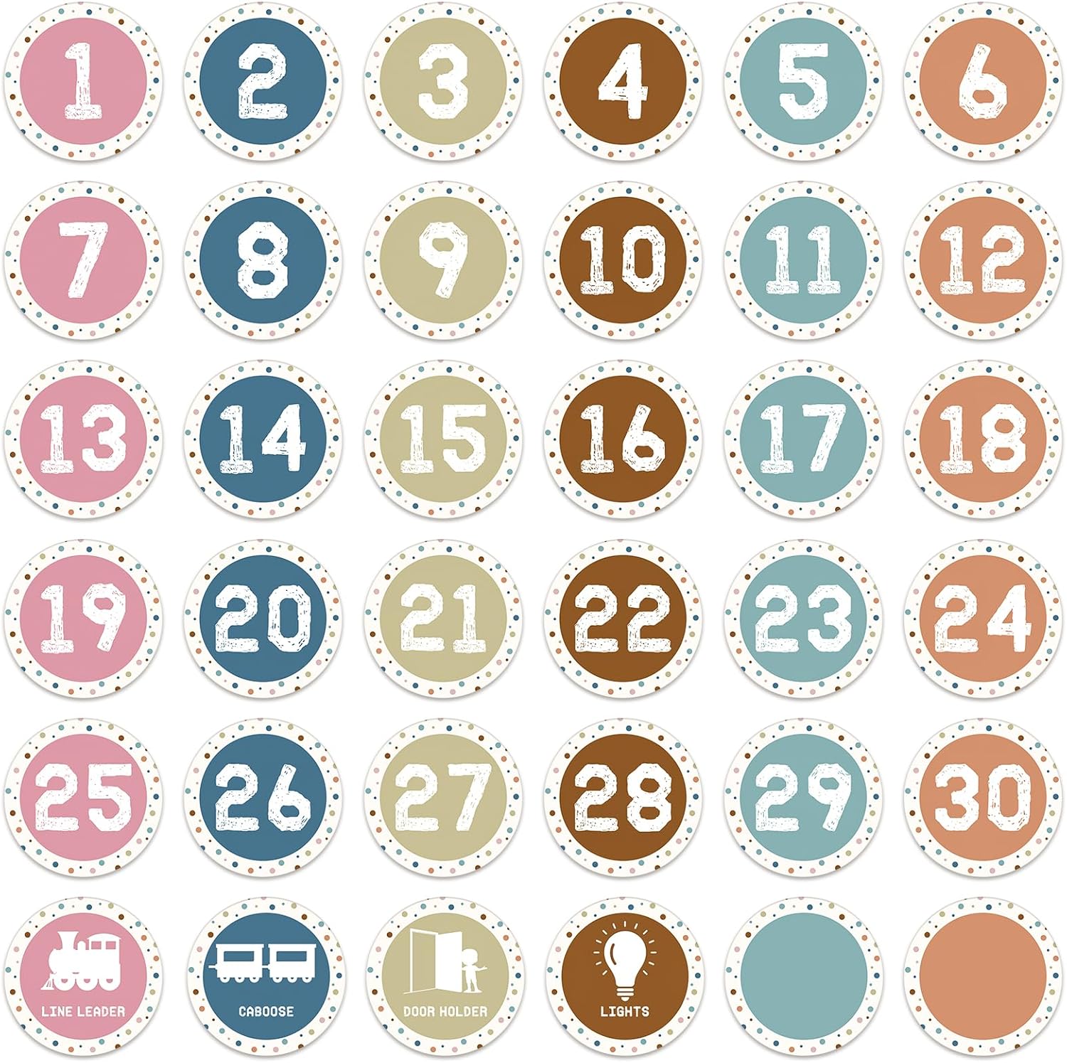 Number Stickers for Classroom - 36PCS Line up Spots for Classroom Floor 1-30 Vinyl Floor Dots Decals Back to School Kindergarten Preschool Elementary Teacher Supplies Decorations
