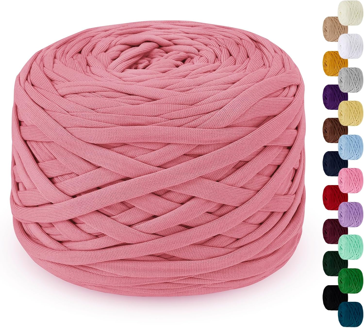 LEREATI 285g T Shirt Yarn for Crocheting 100m Elastic Ribbon Yarn Thick Crochet Fabric Yarn, Knitting T-Shirt Yarn for Crochet Bag, Blanket, Basket, DIY Projects, Home Decor (Dark Pink)