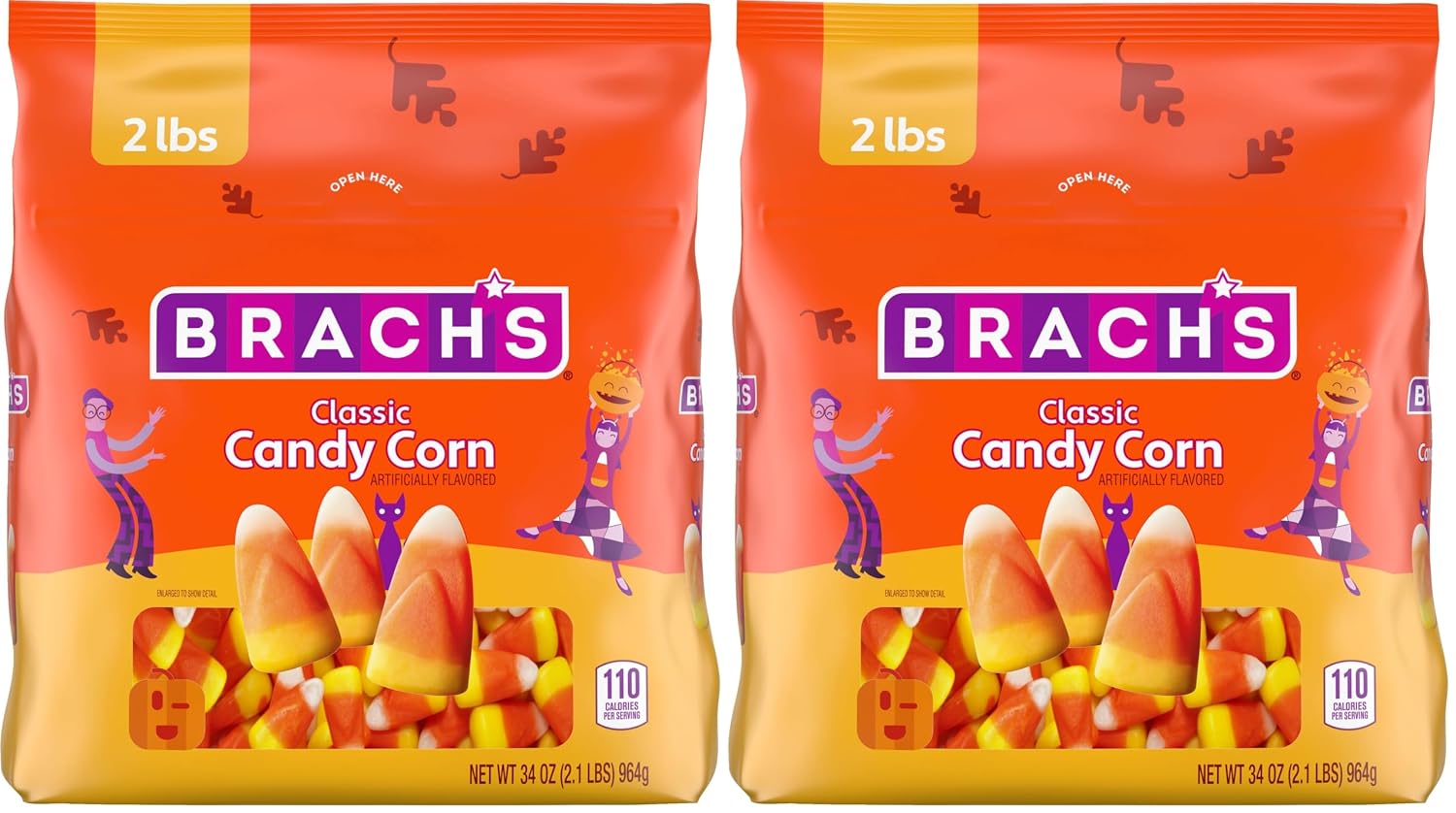 Brach's Classic Candy Corn, Halloween Candy, Classic Fall Treats, 34 Ounce Bag (Pack of 2)