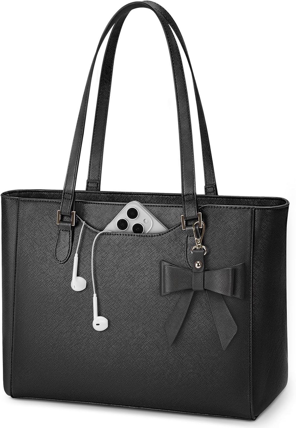 KTMOUW Handbags for Women Large Capacity PU Leather Tote Bags for Women with Zip, Shoulder Bag Ladies Handbag Tote Bag for School Work Travel Shopping Black