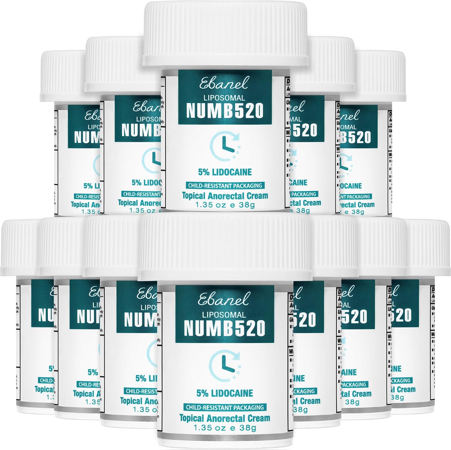 Ebanel 5% Lidocaine Numbing Cream, Pain Relief Burn Itch Cream 1.35Oz, 12PK