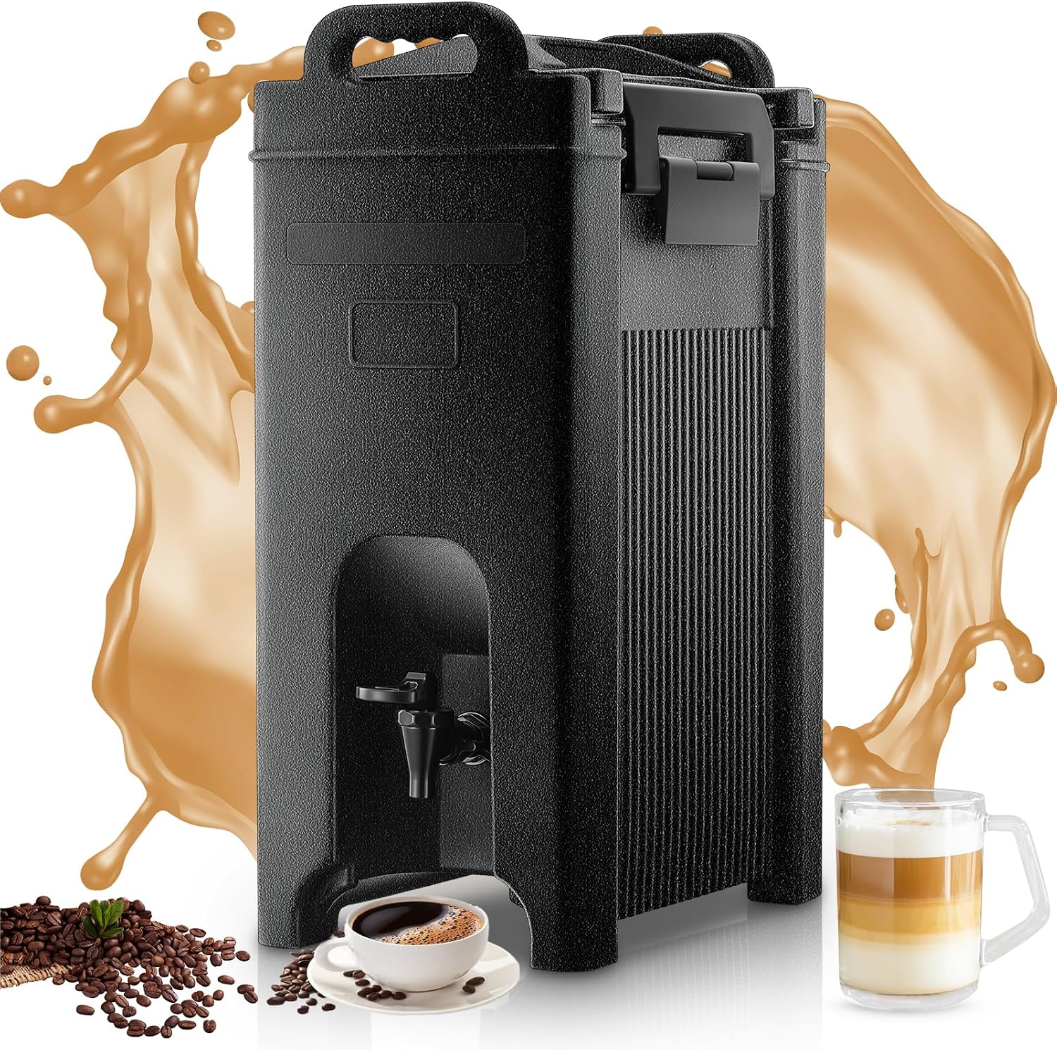 Insulated Beverage Dispenser 5 Gallon, Food-Grade Material Hot and Cold Drink Dispenser with Stand, Detachable Spigot and Handles for Mobile Coffee Bar, Office, Chocolate, Cocoa, Water