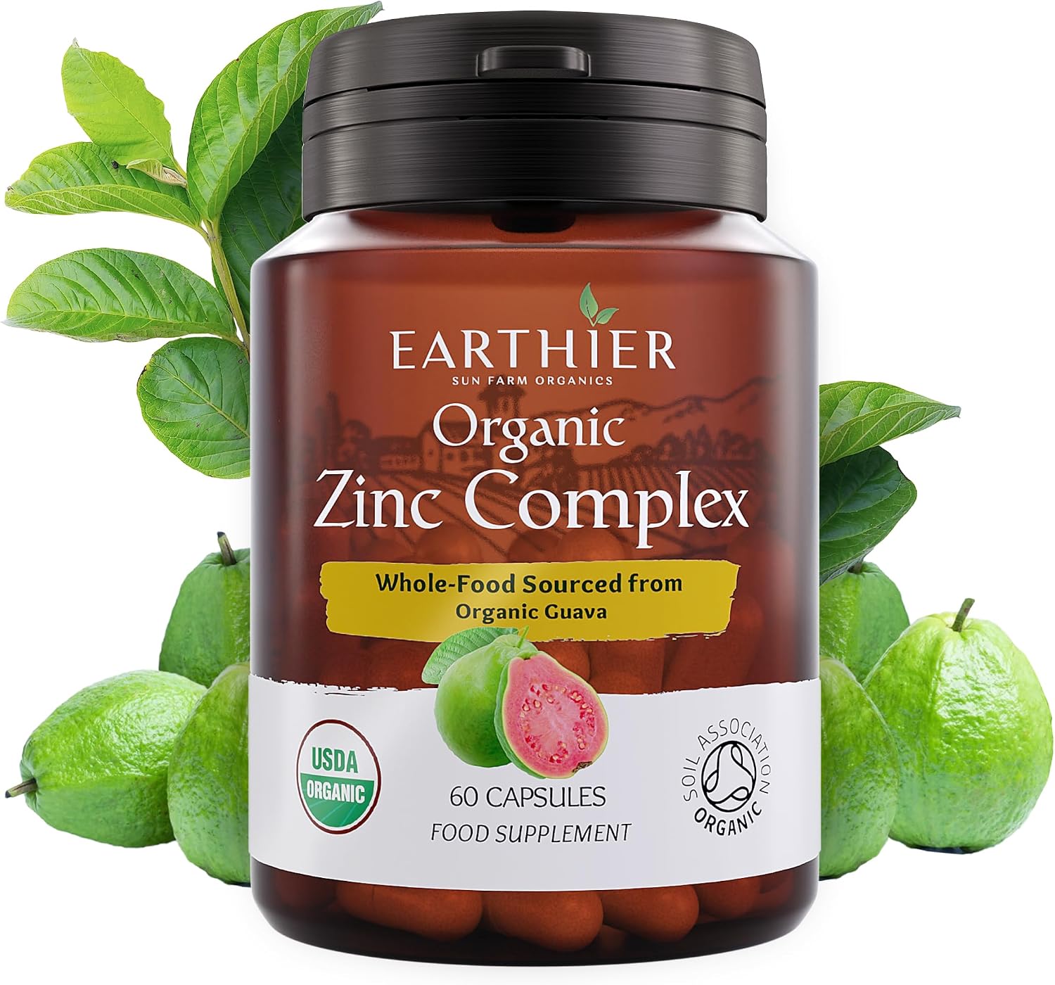 Organic Zinc Whole Food Supplement Certified by Soil Association - 1 Month Supply - Vegan