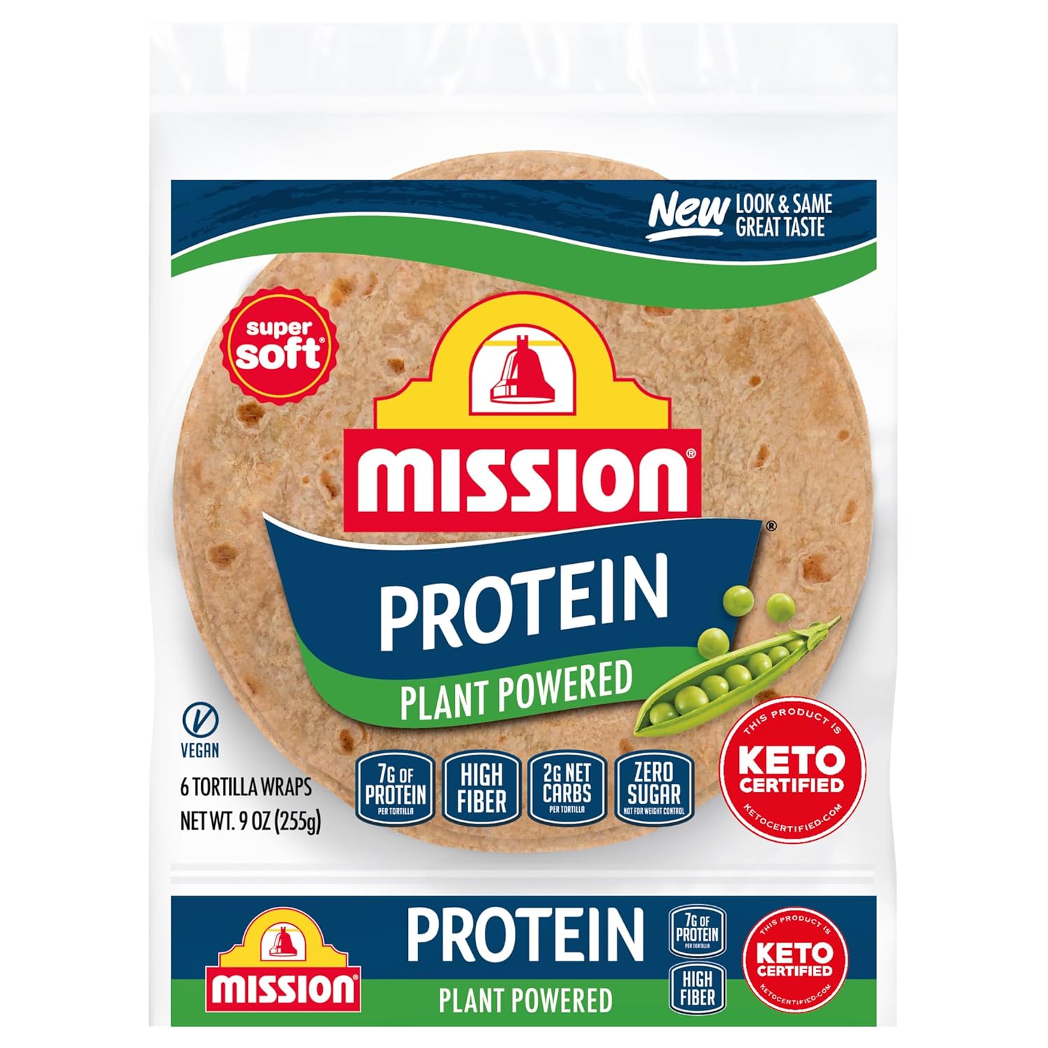 Mission Protein Tortilla Wraps, 6 Count, Vegan, Low Carb, High Fiber