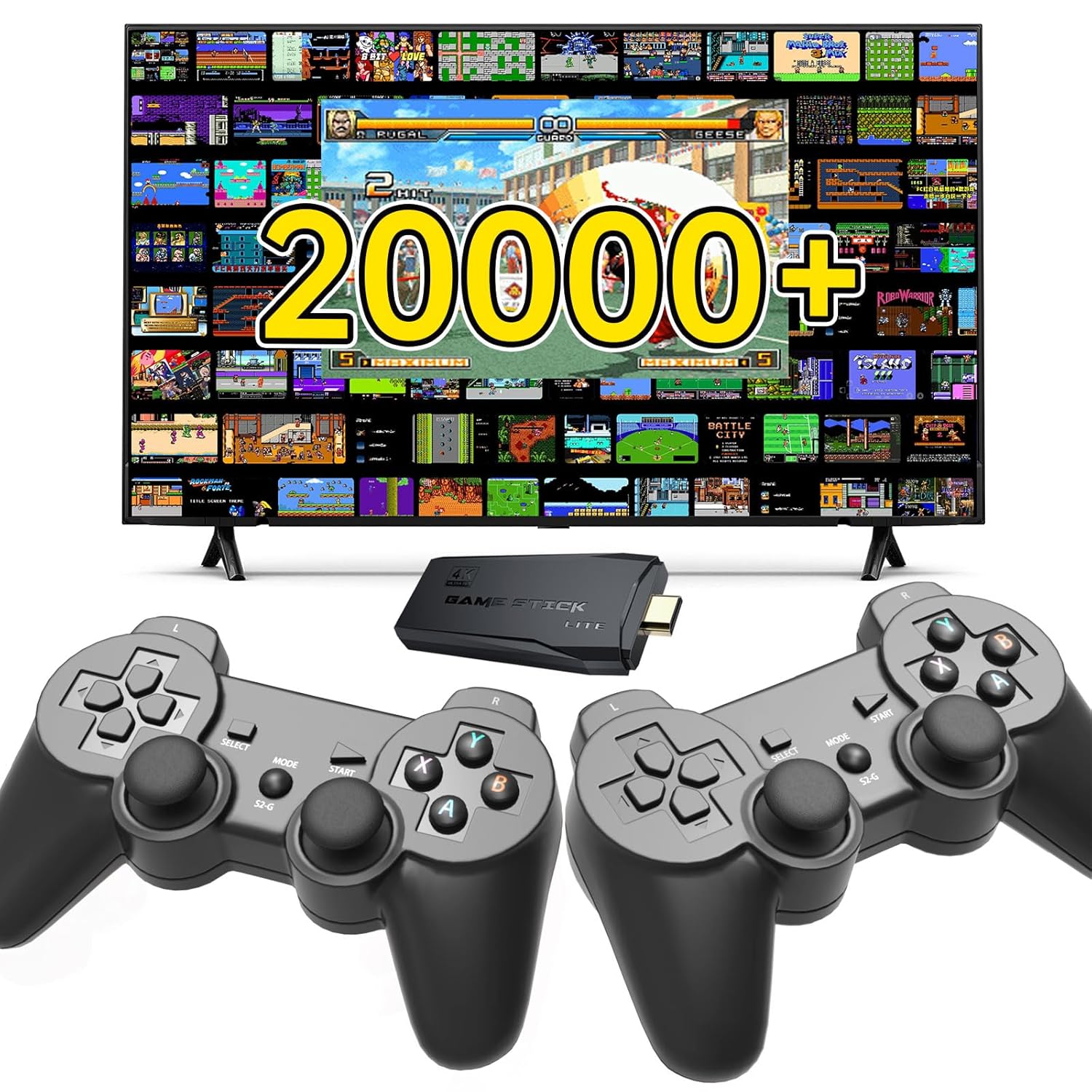 2025 Upgraded Game King:Retro Game Console,Retro Game Stick with 20,000+ Games,4k Hdmi Output Game Stick,TV-Connectable Game Stick,Plug and Retro Play Video Games for Tv,Wireless Game Stick