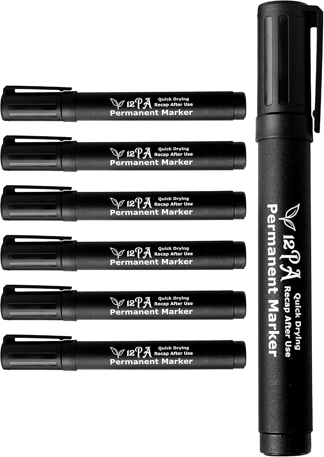12PA 6 Black | Permanent Marker Pens | Thick Bullet Tip | Permanent Markers | Black Marker Pen