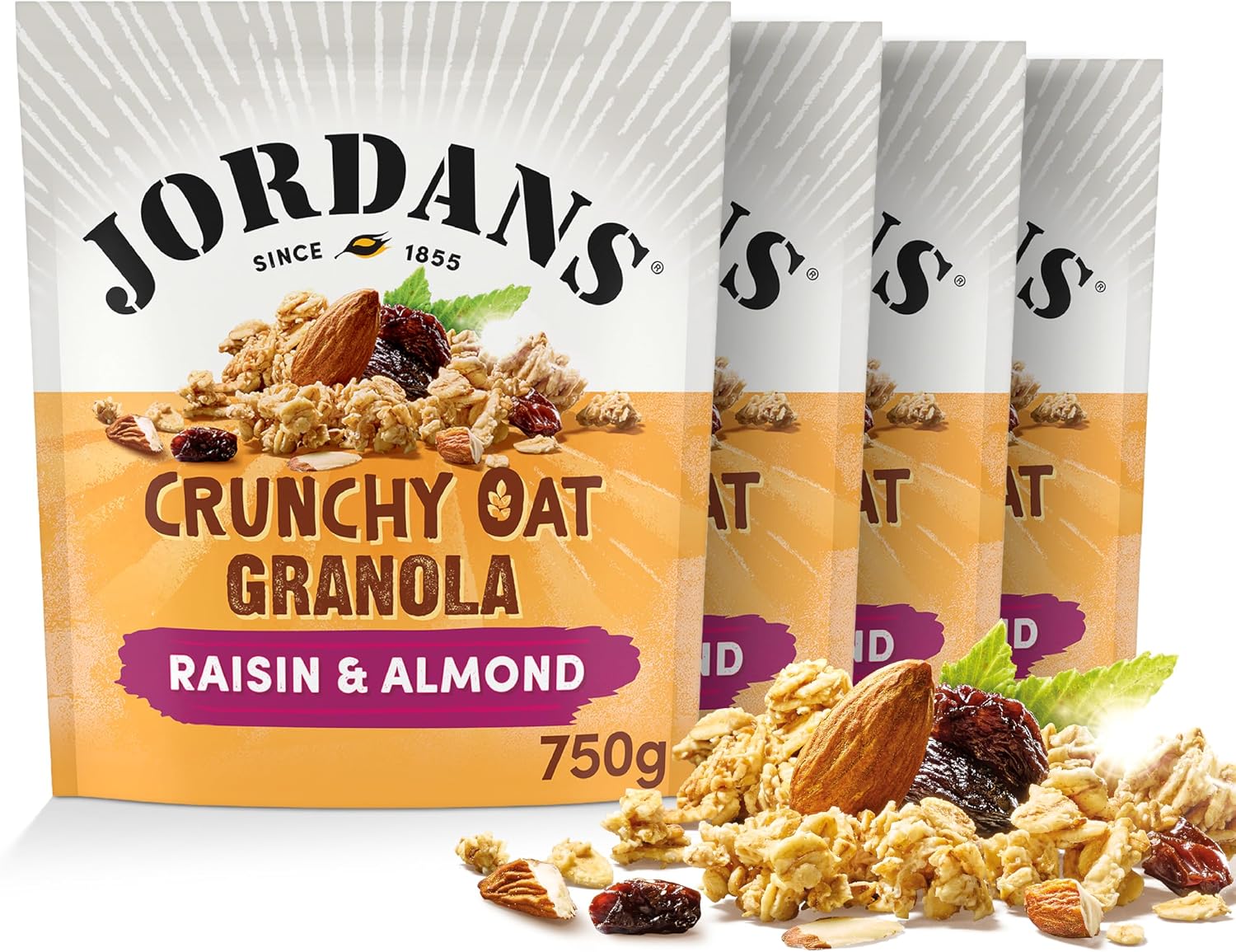 Jordans Granola Raisin and Almond | Breakfast Cereal | High Fibre | 4 PACKS of 750 g