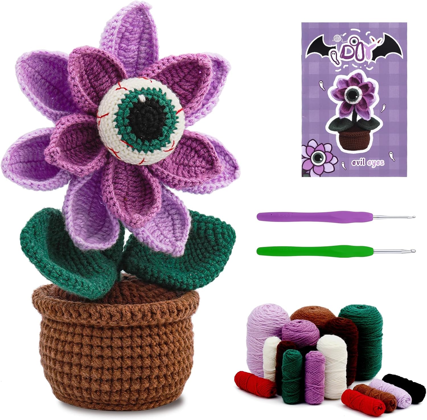 kgxulr Crochet Kit, Big-Eyed Beginner Crochet Kit for Adults, Knitting Kit