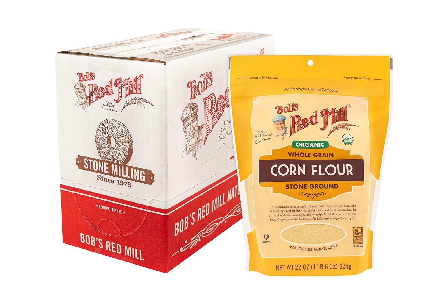 Bob's Red Mill Organic Corn Flour, 22oz (Pack of 4) - Non GMO, Whole Grain, Vegan, Kosher