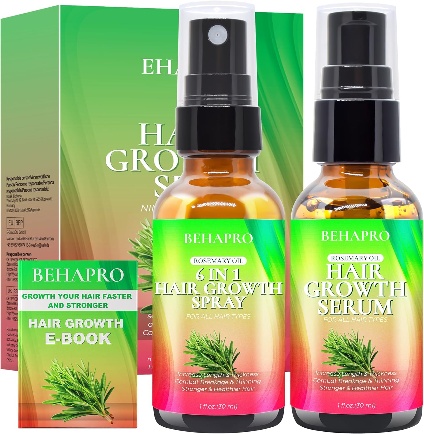 Rosemary Oil for Hair Growth,with Serum for Hair Growth,Heat Protectant Spray,Biotin Argan Oil Hair Growth Products for Thinning Hair & Hair Loss Treatment,Birthday Gifts for Women Mom Her Men