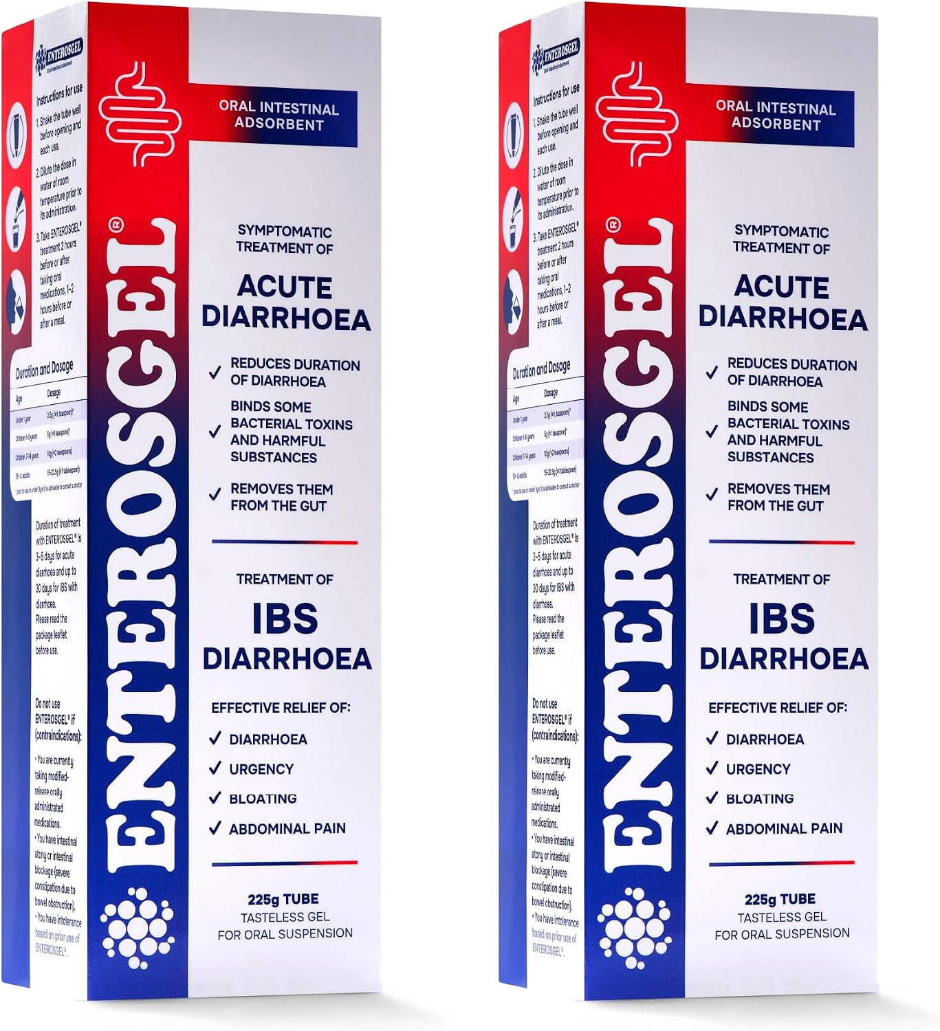 ENTEROSGEL Toxin Binding Gel for Cleansing the Gut 225g (Pack of 2)
