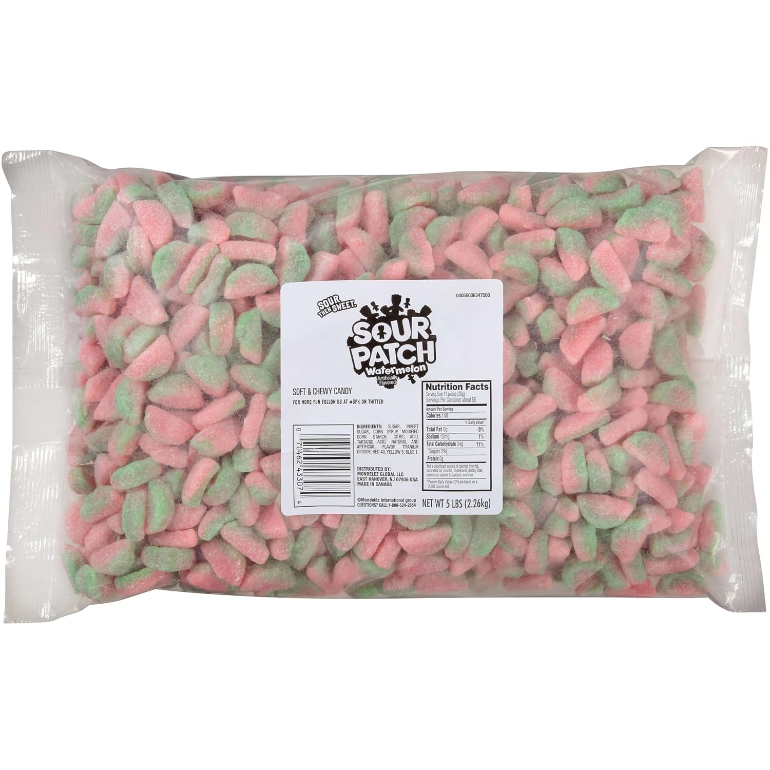 SOUR PATCH KIDS Watermelon Soft & Chewy Gummy Candy, Bulk Candy, 5 lb
