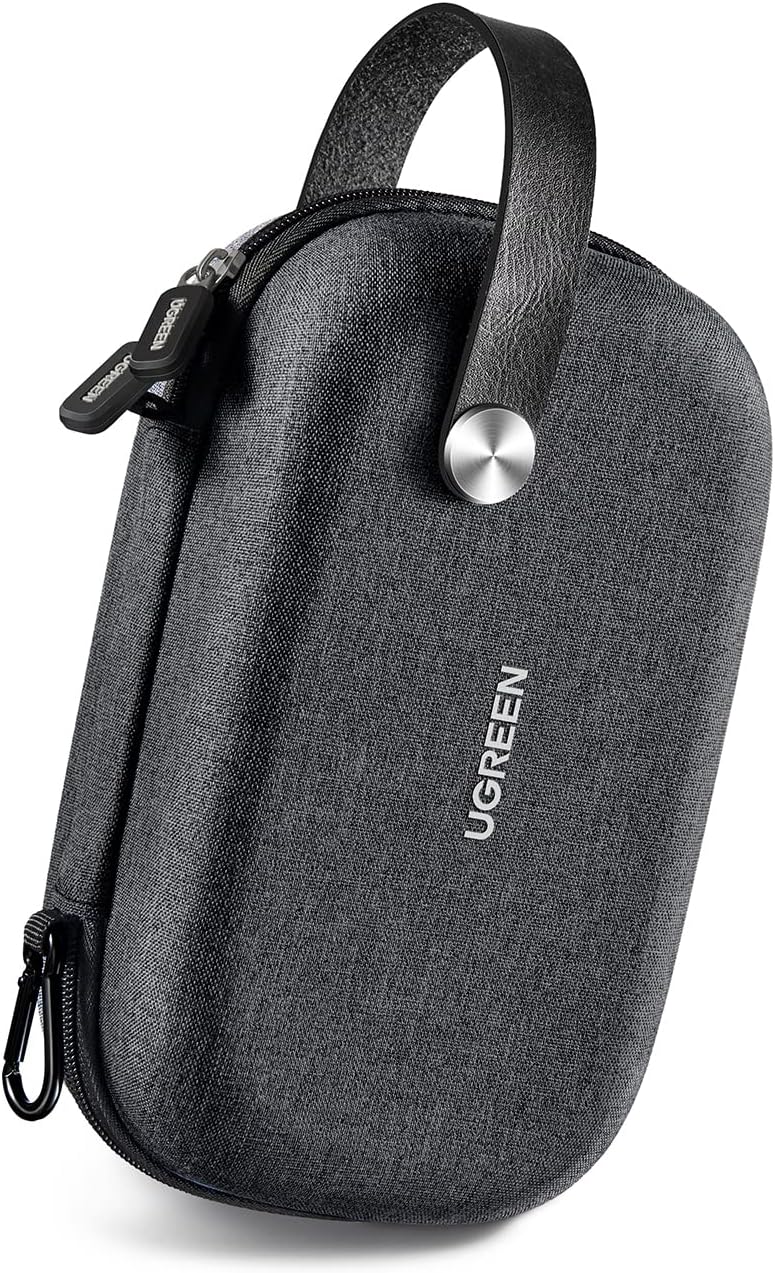 UGREEN Travel Accessories Bag, Portable Cable Organiser Travel Electronics Organiser Small Gadget Cable Bag Pouch, Hard Case for Charger Adapter Power Bank Hard Drive(Black)