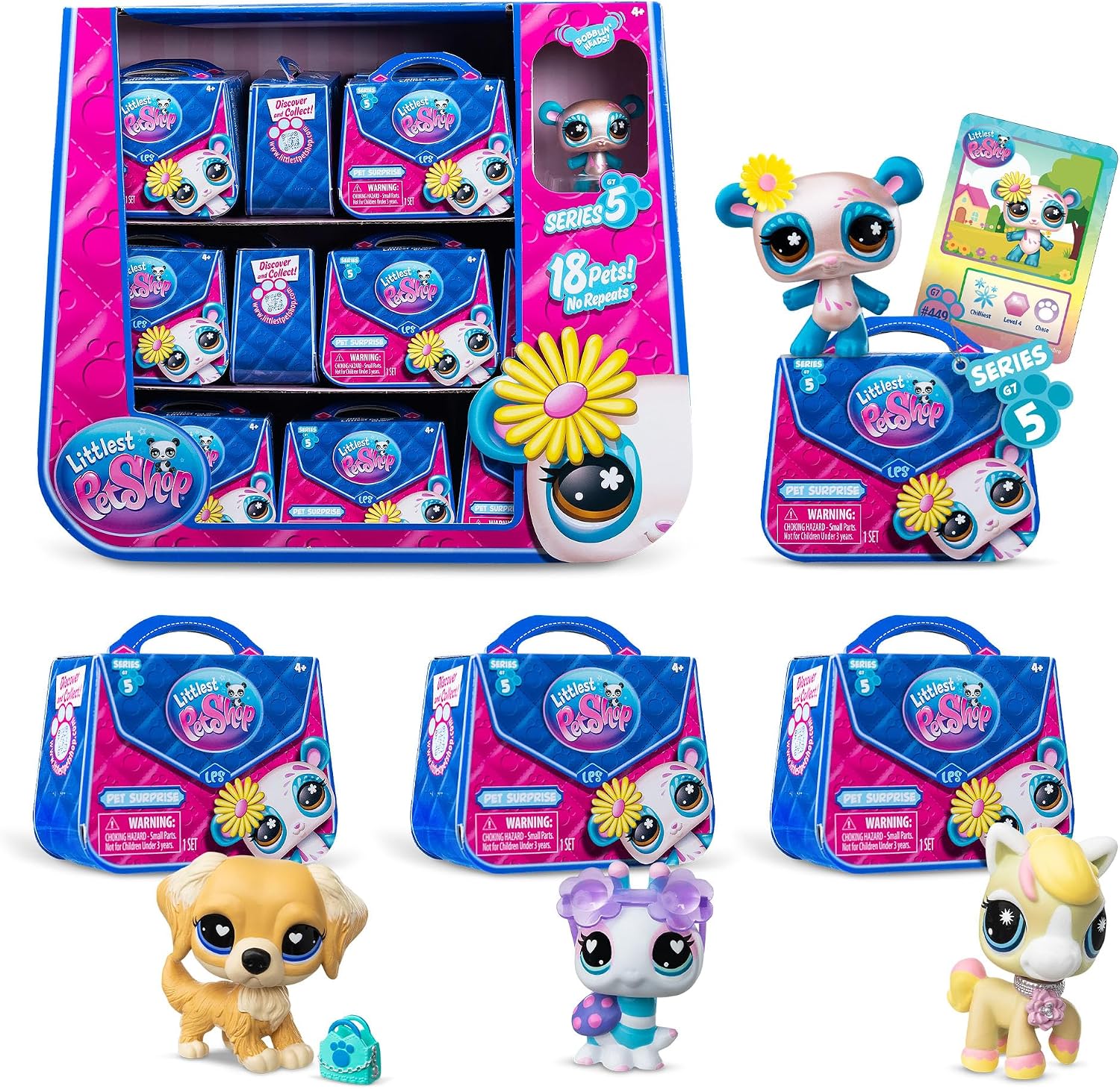 Littlest Pet Shop - Pet Surprise Display, 18 Pet Collector Set - Series 5 - LPS Gen 7, Authentic Mystery Figures, Surprise Collectible Kidult Toy, Girls, Boys, Kids, Tweens Ages 4+ - Amazon Exclusive