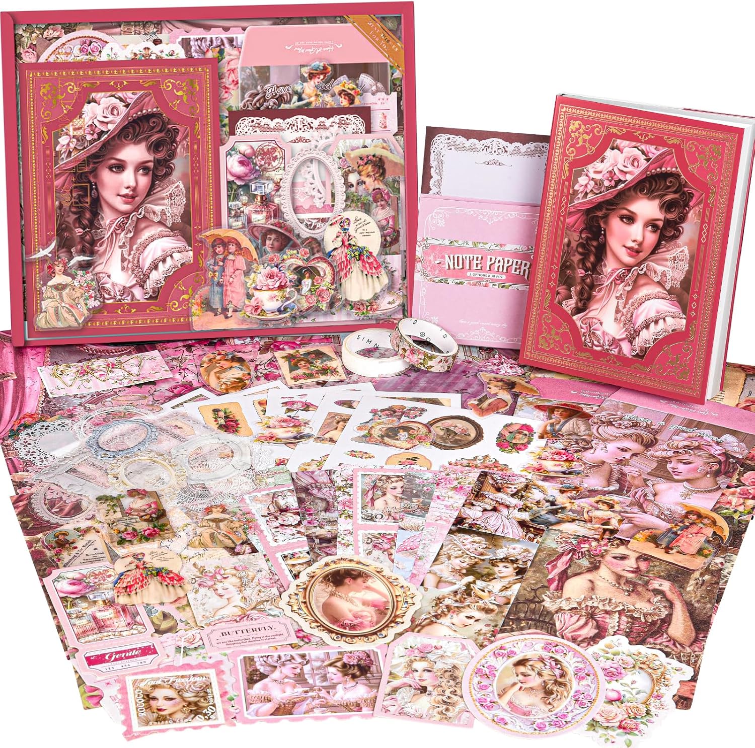 Scrapbooking Supplies Kit, Vintage Junk Journal Supplies,Cute Scrapbook Kit