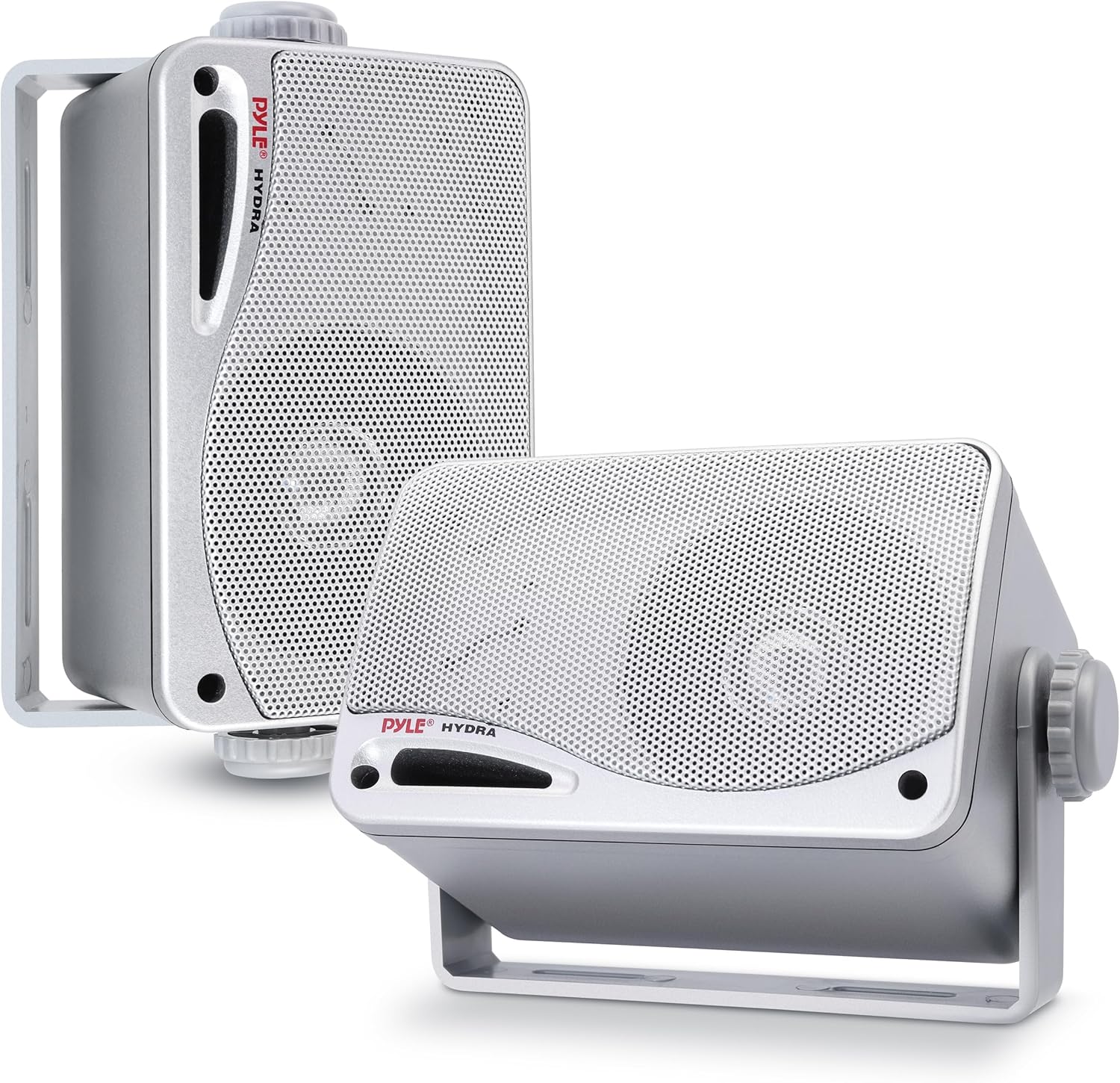 Pyle 3-Way Waterproof Marine Box Speakers - 3.5" 200 Watt Dual Indoor Outdoor Speaker System - Weatherproof/Waterproof Outdoor Speaker - Home, Boat, Pool, Patio Indoor Outdoor Use PLMR24S (Silver)
