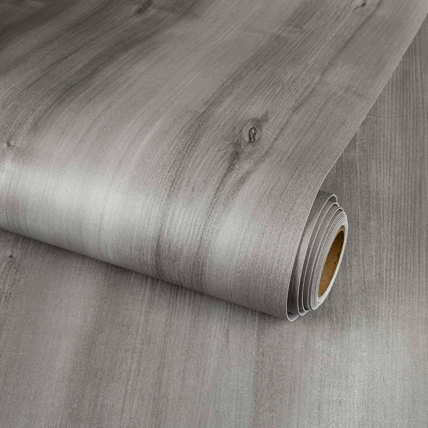 11.8x137.8inch Peel and Stick Floor Tile Wood Grain Texture, Self-Adhesive and Waterproof Vinyl Flooring Roll, No Residue Gray Flooring for Bathroom, Kitchen, Bedroom (Covers 11.3 Sq.Ft)