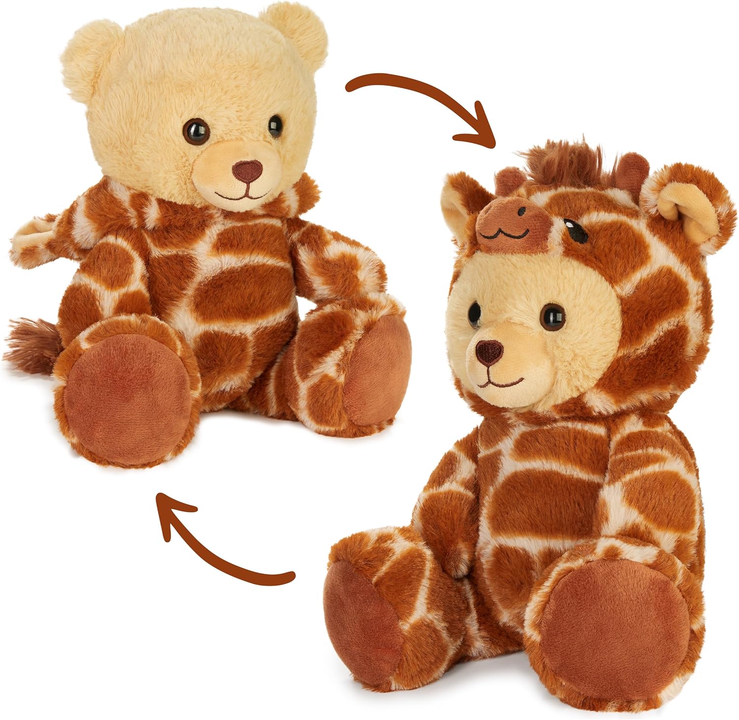 BRUBIES Teddy Giraffe - 10 inches (25 cm) Teddy Bear in Giraffe Costume with Hood - Cuddly Toy for Cosy Adventures - Cuddly Toy Gift for Children