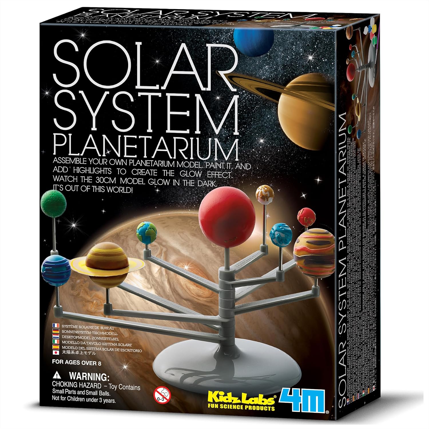 4M Kidz Labs Solar System Planetarium Model, Build you own 30cm Glow in the Dark Model, Arts and Crafts, Science Kit for Boys and Girls 8+