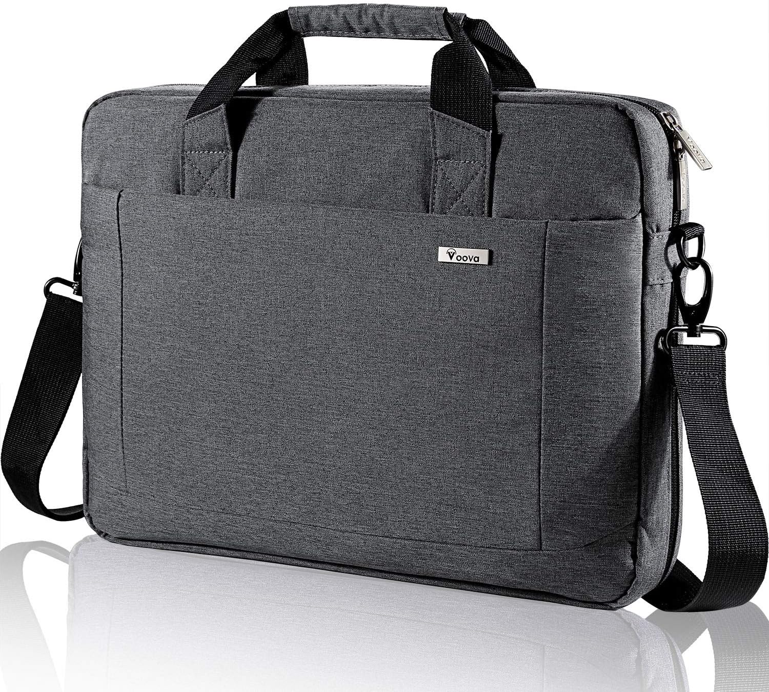 Voova Laptop Bag Case 15 15.6 16 Inch, Computer Sleeve Messenger Bag with Shoulder Strap Expandable Waterproof Business Briefcase for Men Women to Work Travel School, Fit 14-16 Inch Laptop, Grey