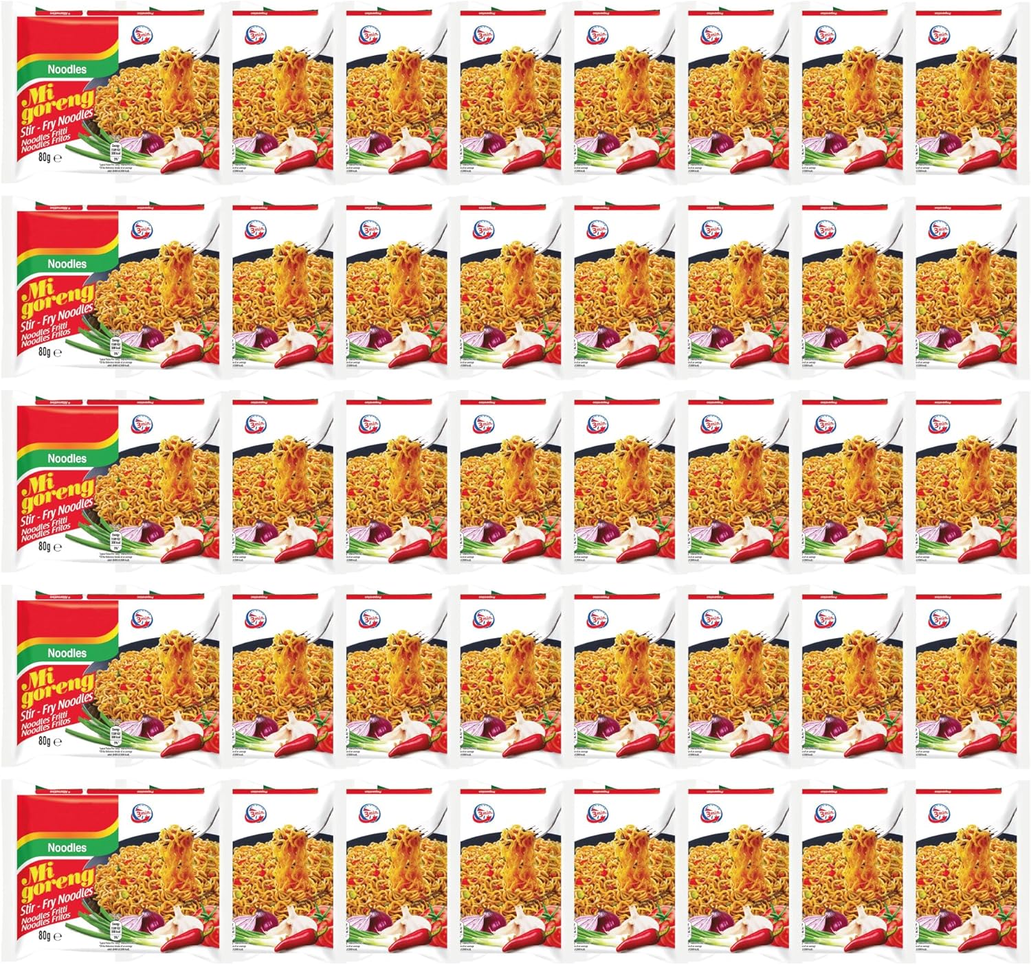 Mi Goreng Stir-Fry Noodles - Original Flavor, 80g (Pack of 40) | Authentic Indonesian Instant Noodles | Versatile Meal Option | Ready in 3 Minutes