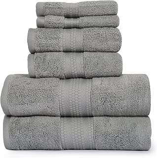 Starleads Luxurious 100% Hygro Cotton 6 Piece Towel Set | Quick Dry | Absorbent | Durable | Softer & Lofter Wash After Wash | Sustainable | 600 GSM | 2 Bath 2 Hand 2 Wash Towels | Color -Grey