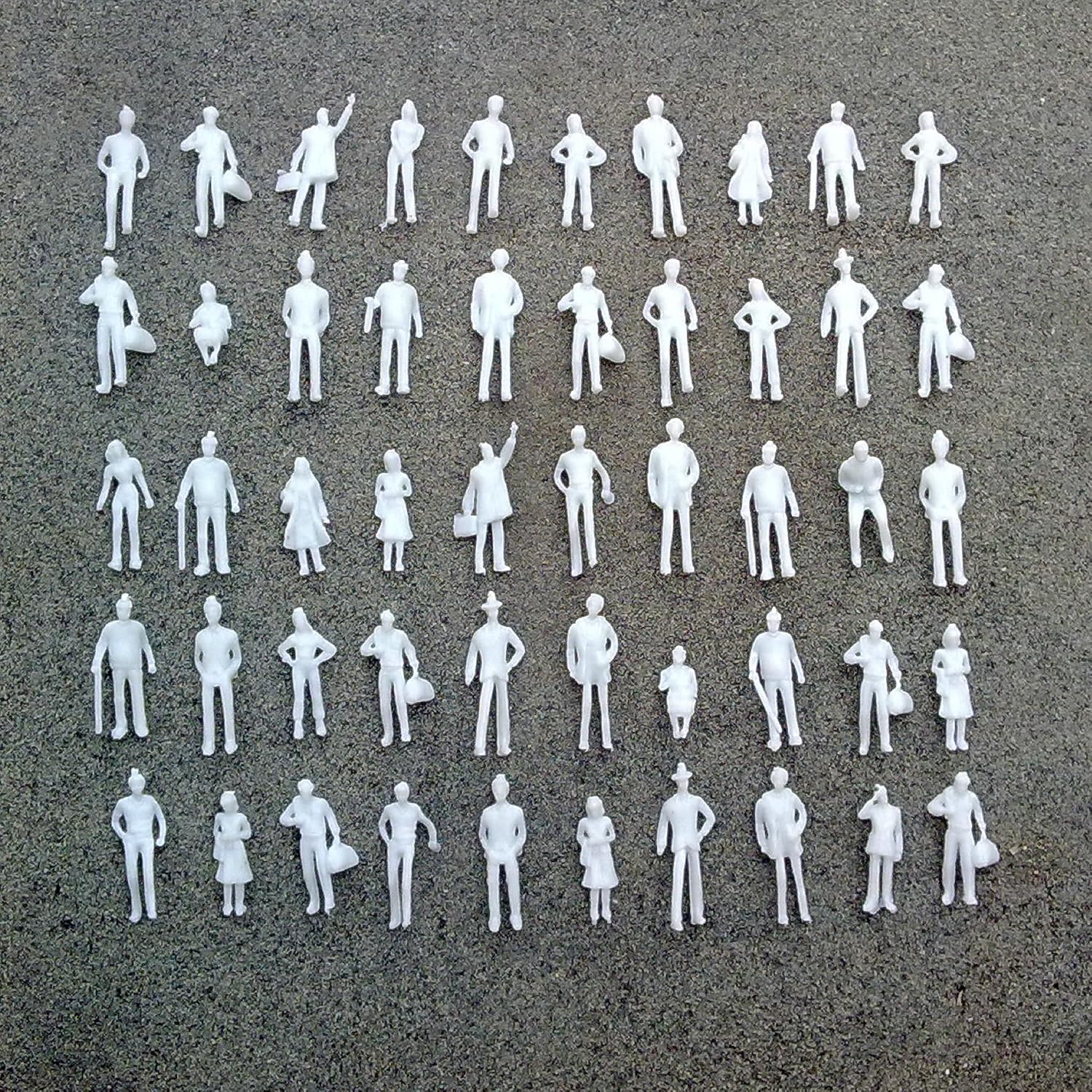YINSHIU 100 Pieces Of White 1:75 Scale 10-25mm Children And Adults Character Models Sealed Bag Packaging Figures Miniature Figures Little People Model Train