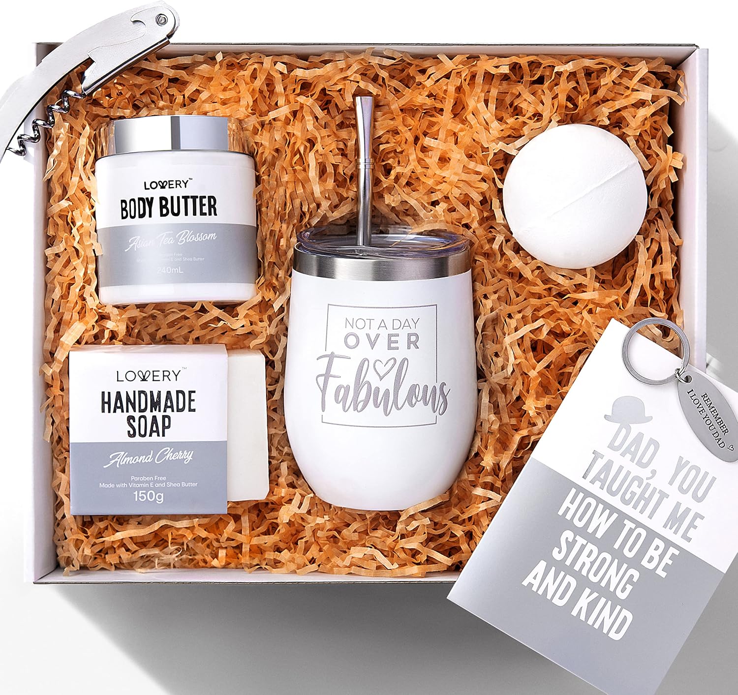 LOVERY Gift Set for Men, Pampering Spa Kit with Tumbler, Self Care Products for Him, Husband, Father, Dad, Boss, Brother, Boyfriend, Uncle, Unique Spa Gift Set
