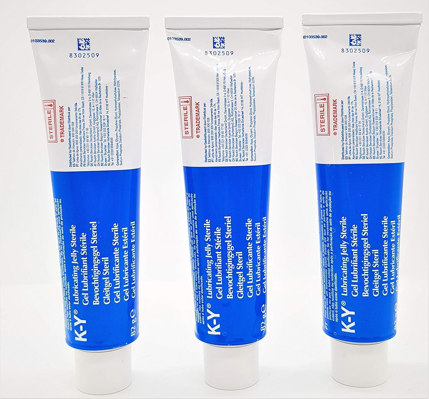 3 x KY Jelly Sterile Personal Lubricant (82g Each) - Long-Lasting, Sterile, Water-Based, Non-Greasy, Pack of 3