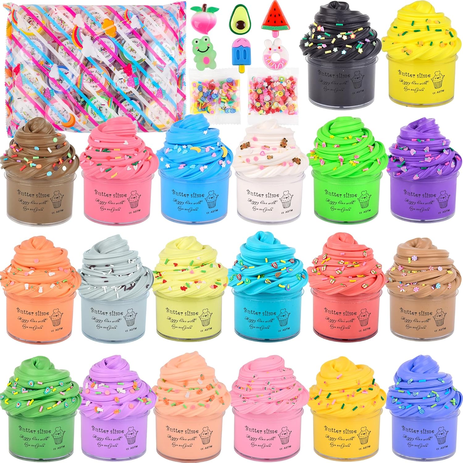 20 Pack Mini Slime, Butter Slime Party Favors, Soft Non-Sticky and Stretchy Slime Kit for Classroom Prizes, Christmas Stocking Stuffers, Goodie Bag Stuffers for Kids Boys Girls