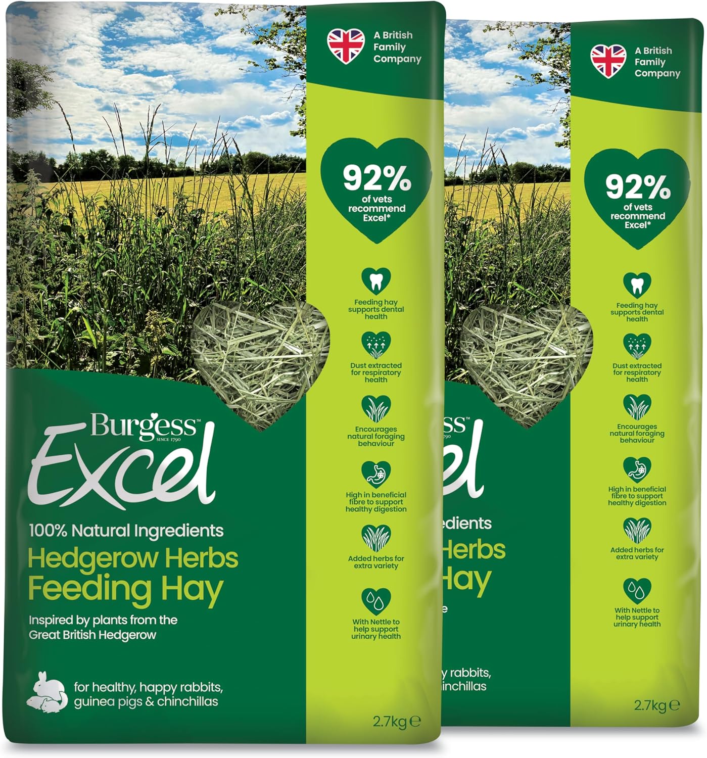 Burgess Excel Feeding Hay, Hedgerows Herb Hay for Small Animals 5.4kg