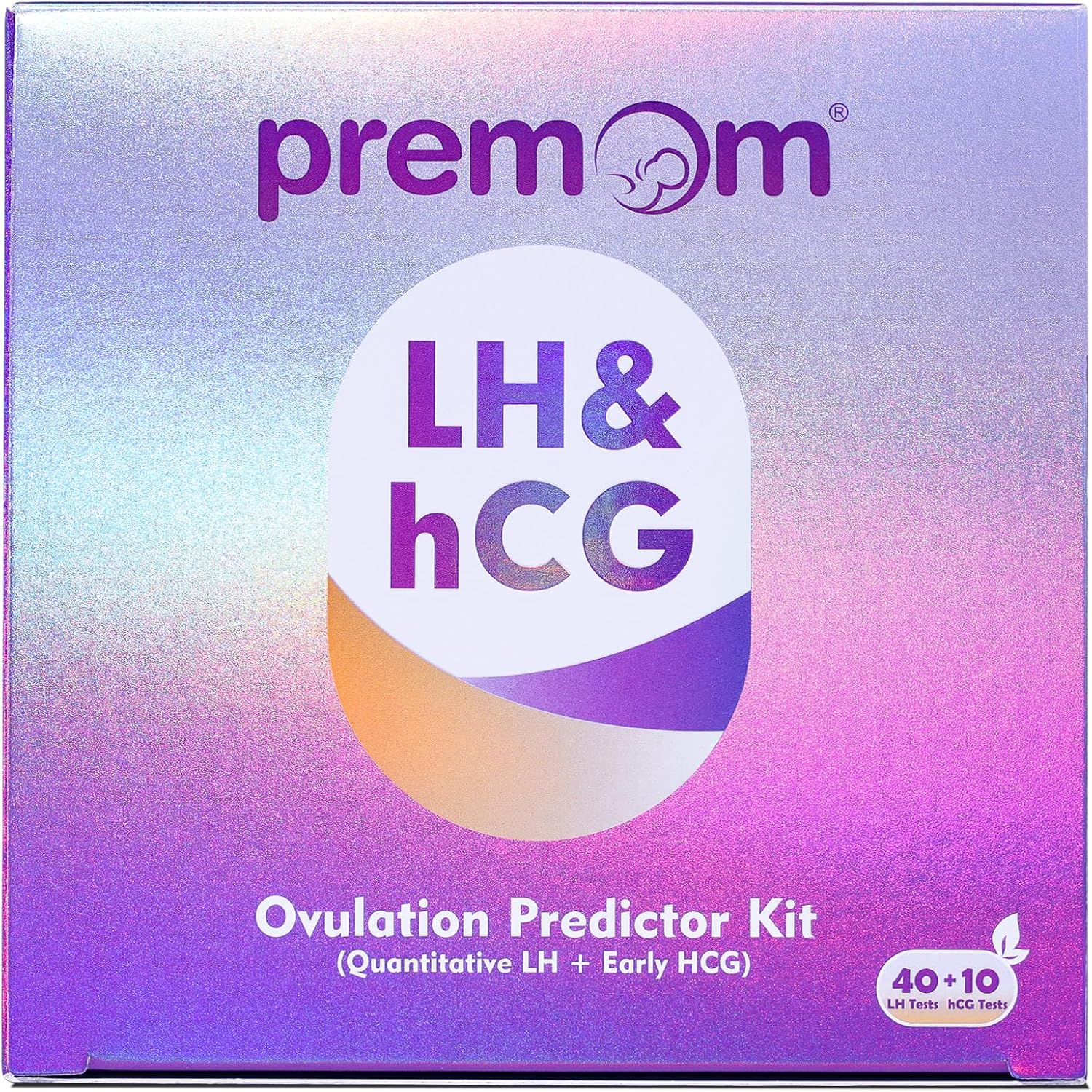 Quantitative Ovulation Predictor Kit, 40 Ovulation Tests + 10 Pregnancy Tests, Premom Advanced Ovulation Test Strips Combo with Numerical Results, Smart Digital Ovulation Reader APP, PMS-4010