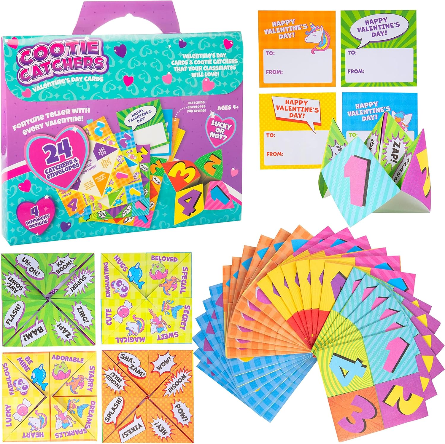 Fantasy Fortune Teller Kits (24ct)- Perfect Goodie Bag Party Favors for Kids Birthday Party - Each Includes Pre-Folded Paper Origami Cootie Catcher - Kids Multi-Item Party Favor Packs for Boys & Girls