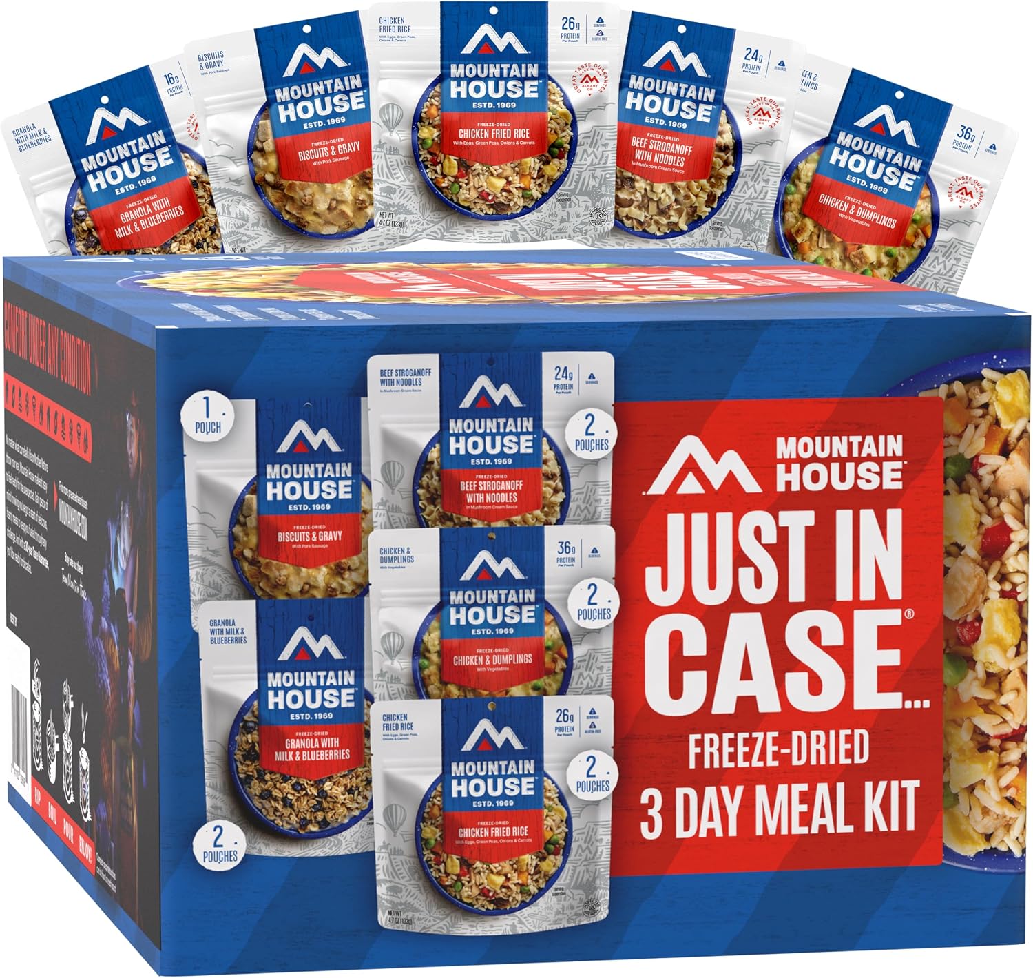 Mountain House Emergency Meal Assortment Kits, Freeze-Dried Survival Food Kit for Disaster Preparedness & Long-Term Storage, 30-Year Shelf Life