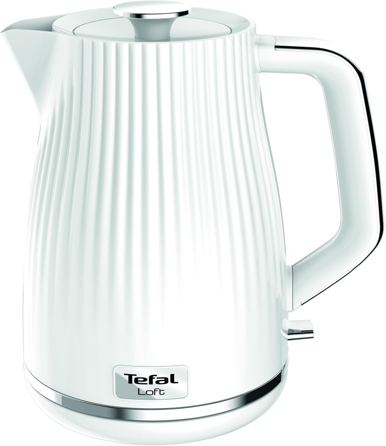Tefal Loft Electric Kettle KO250140 with 1.7L Capacity, 3000W Fast Boil, Quiet, Washable Anti-Scale Filter, Cordless, 360° Rotational Base, Auto Shut-Off, Narrow Spout, Stylish Gloss Design, White