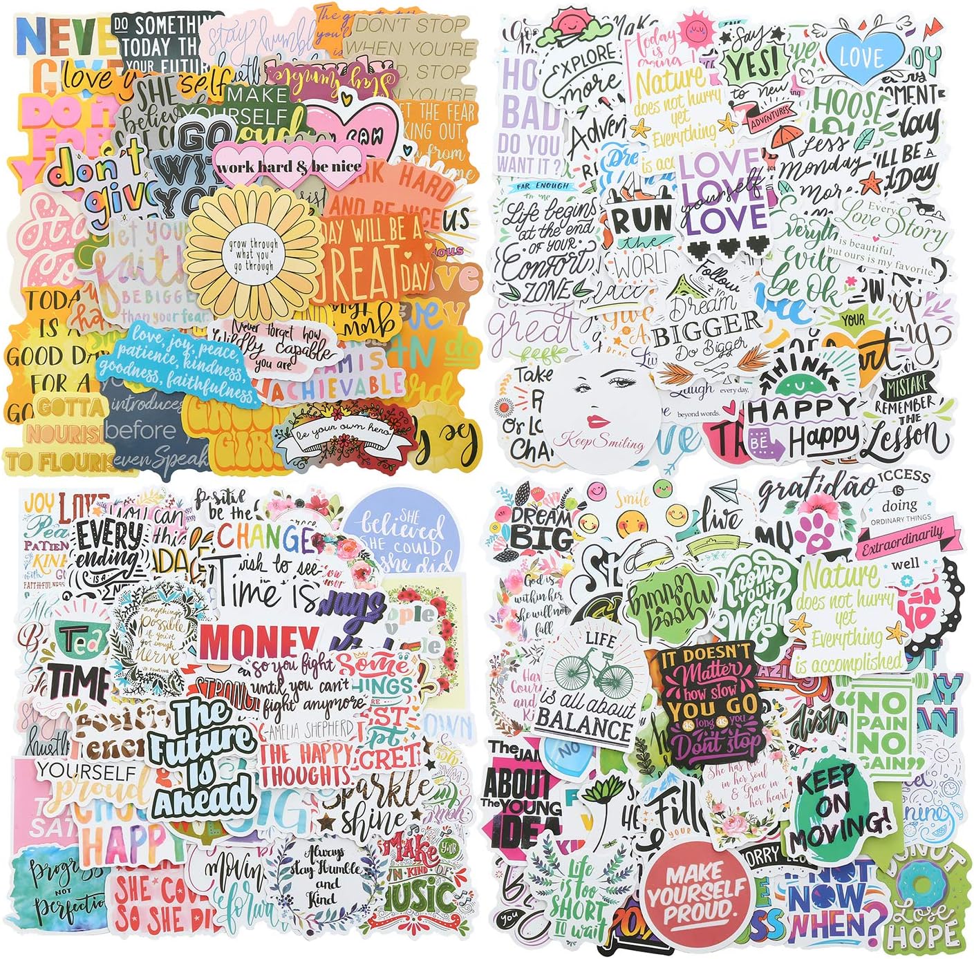 Quote Stickers, Positive Stickers 200Pcs Motivational Waterproof Vinyl Stickers for Water Bottle Hydroflasks Laptops Computers Vision Board for Women Adults Students Teachers Teens