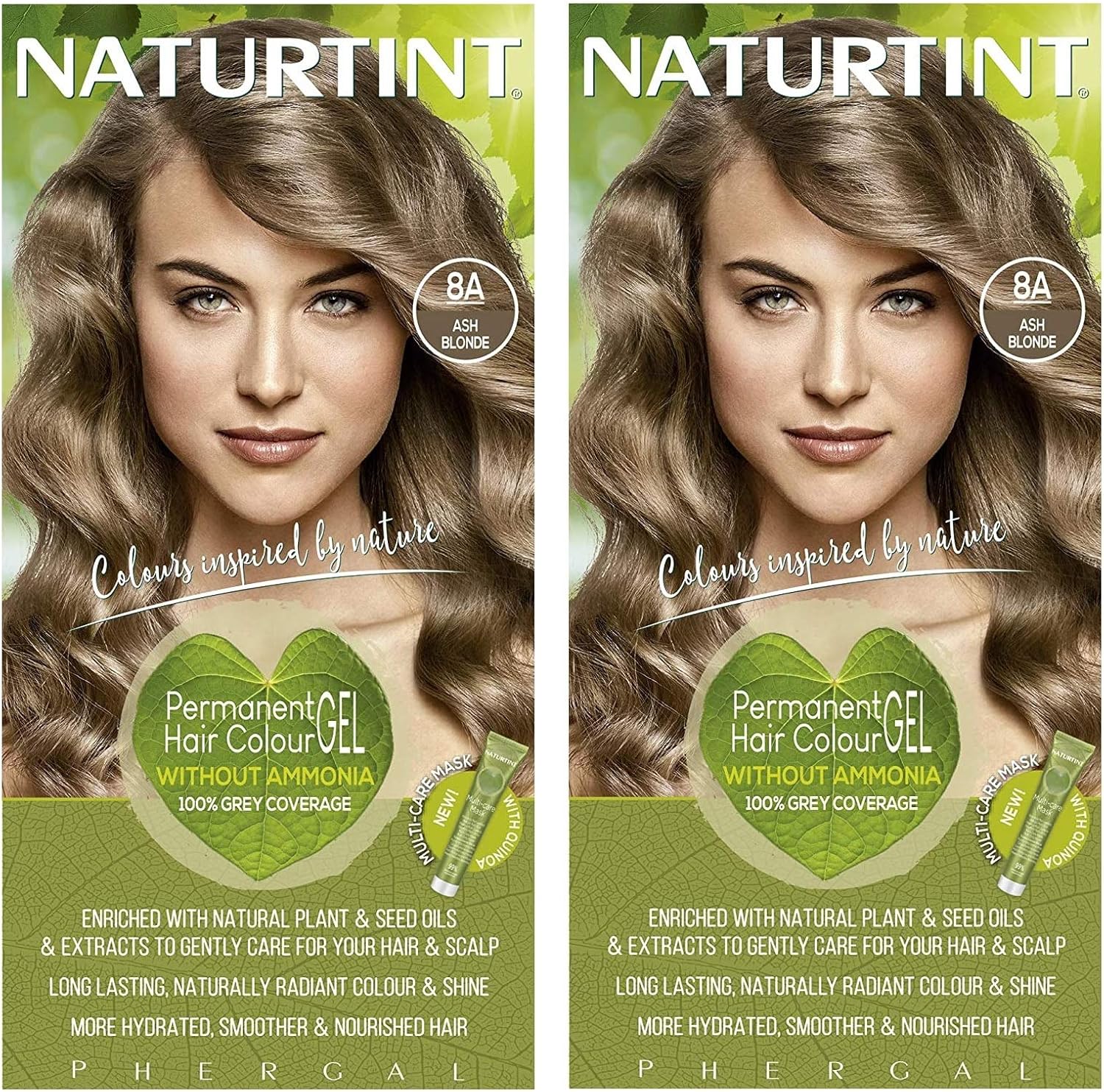 (2 Pack) - Naturtint - Hair Dye - 8A Ash Blonde | 135ml | 2 PACK BUNDLE
