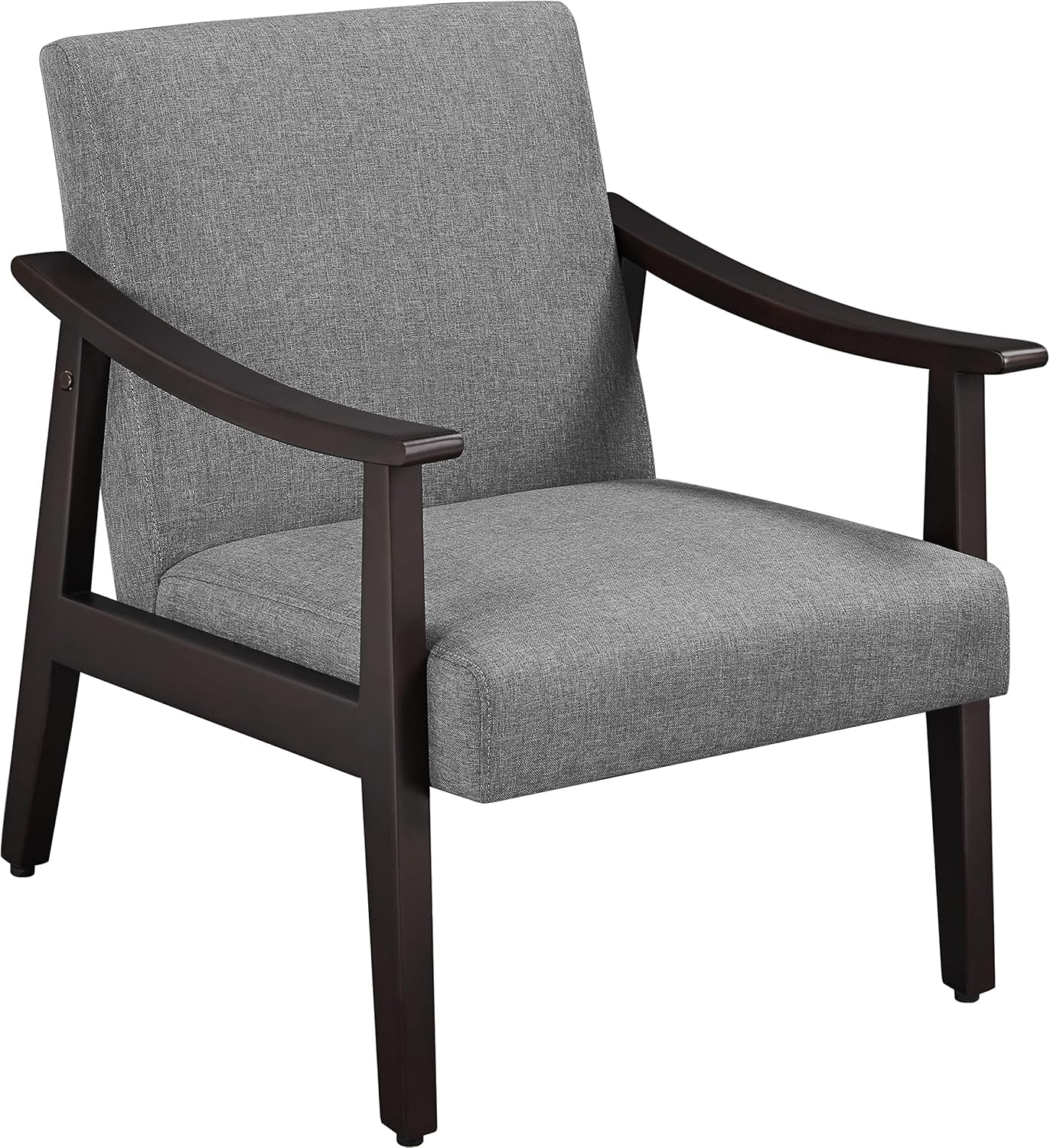 Yaheetech Armchair Sofa Accent Linen Fabric Chair Retro Lounge Chair with Rubber Wood Legs Comfy Seat/Backrest for Modern Living Room Bedroom Dining Room Office Reception Balcony, Dark Grey