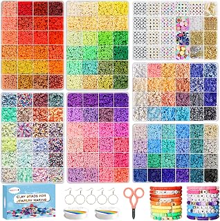 Redtwo 23000 Pcs Clay Beads Bracelet Making Kit 144 Colors 7 Boxes Flat Polymer Heishi Beads Set for Friendship Jewelry Making with Pendant Charms Crafts Gifts for Girls Ages 6-12 Kids Adults